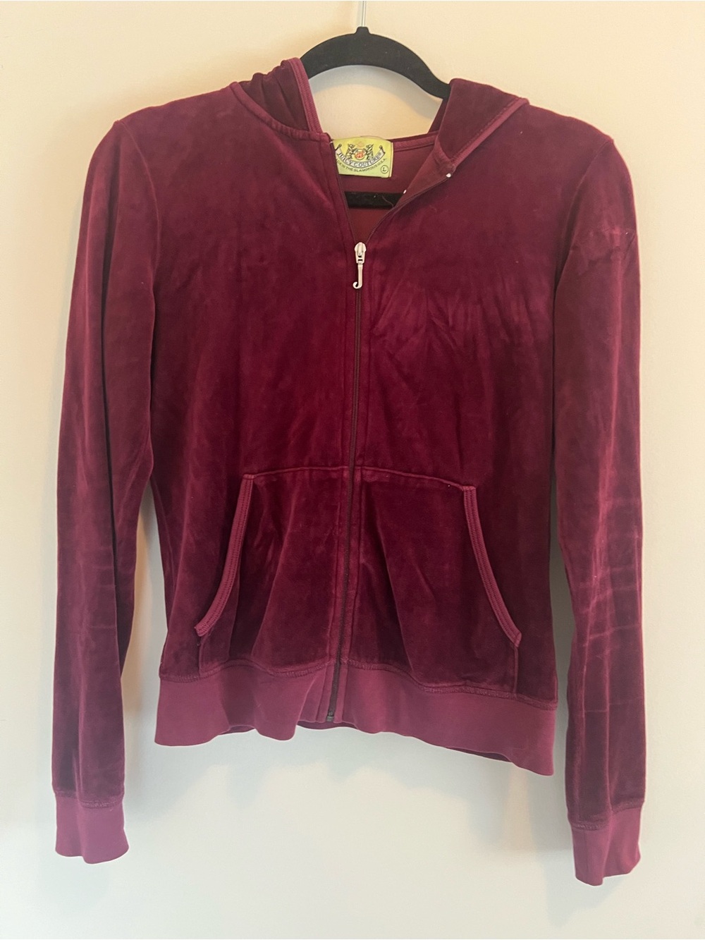 Juicy Couture Burgundy Velvet Zip-Up Hoodie